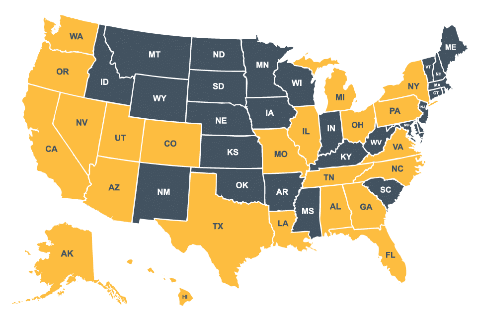 Service area map showing McShea Contracting’s Florida locations and Frontline partner reach